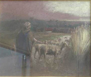 Marie et ses moutons par Georges Paul François Laurent Laugée
