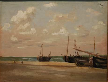 Bateaux sur la plage de Berck par Georges Paul François Laurent Laugée