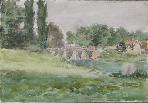Paysage et pont  par Georges Paul François Laurent Laugée