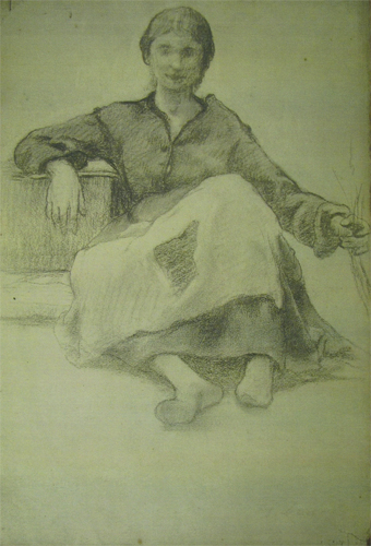 Femme assise souriant par Georges Paul François Laurent Laugée